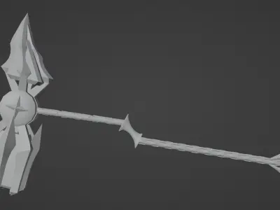 a fantasy large gold hammer  Free low-poly 3D model