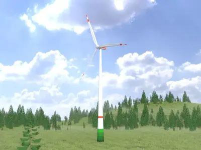 Wind turbine E1 H-160 RD 138 m with animation Low-poly 3D model