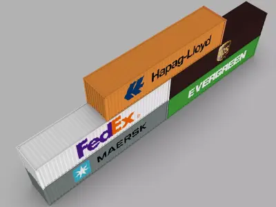 Shipping Container Pack Industrial Cargo Containers Low-poly 3D model