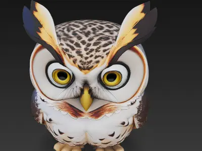 Owl Realistic 3D Model - Low Poly Realistic Low-poly 3D model