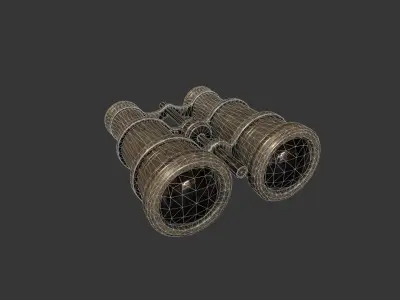 Old Binoculars - Vintage Binoculars - Brass - Binoculars  Low-poly 3D model