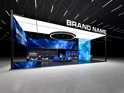 Immersive large-screen exhibition booth design 3D model