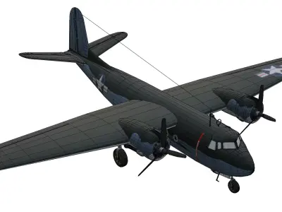 Douglas DC-5 Low-poly 3D model purchase