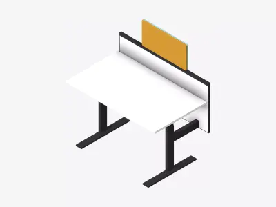 Desk - Single - Officetec - Angular - Linear - Adjustable Height Low-poly 3D model