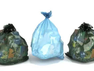 Garbage sculpture of woman in plastic bag 3D model