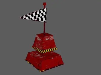 Rusty And Weathered Flag Buoy Low-poly 3D model