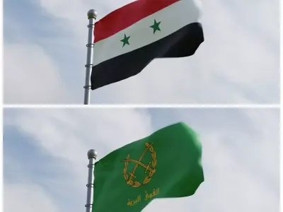 Animated Syria Flags 3D model