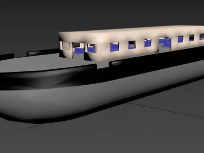 Passenger Barge Boat Low-poly 3D model