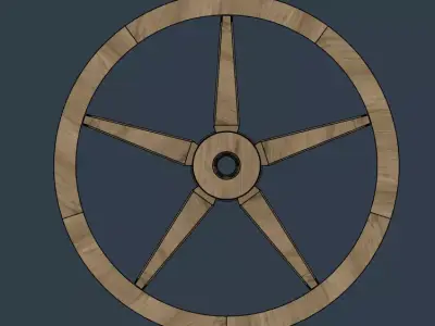 Wooden spoked wheel Free low-poly 3D model