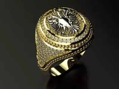 men ring 2 part double eagle r00102 3D print model
