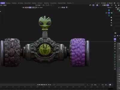 Stylized Alien Sci-Fi Mechanical Handle 3D model