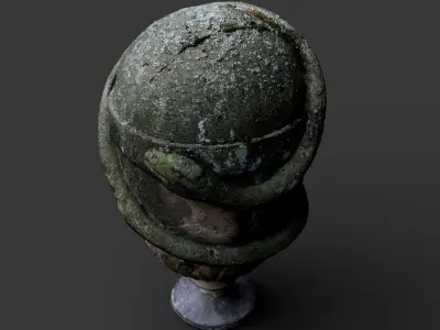 mossy architecture ornament vase part photogrammetry  Low-poly 3D model