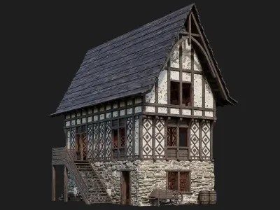 Old Medieval Building 4K Textures GameReady 117 Low-poly 3D model