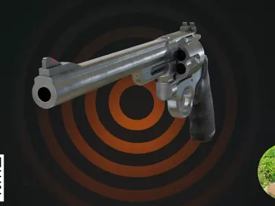 Classic Steel Magnum Revolver 3D model