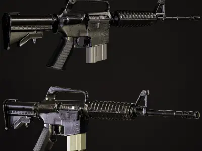 M16 Assault Rifle 3D Model Game-Ready UV Unwrapped and Textured Low-poly 3D model