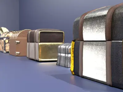 Hand designed verity of small and large chests  Low-poly 3D model
