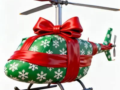 Gift-Wrapped Helicopter 3D Model - Holiday Surprise Vehicle Low-poly 3D model