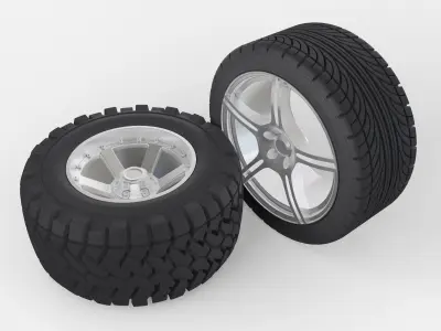 Tires Set On Road Off Road 3D model