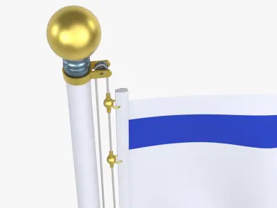 IsraelFlagStandPoleAnimated 3D model