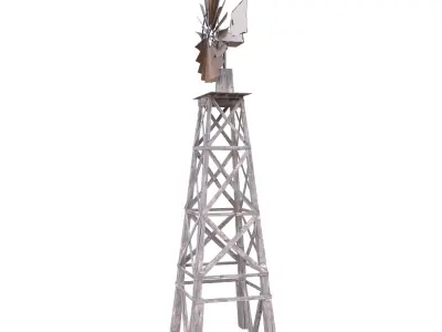 Old Wind Turbine Low-poly 3D model