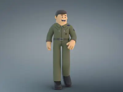 Minimal AirForce Pilot Cartoon Character 3D model