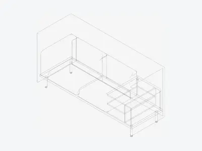 Furniture - Sofa - Contemporary - Flame - Corner Shelf - Right Low-poly 3D model