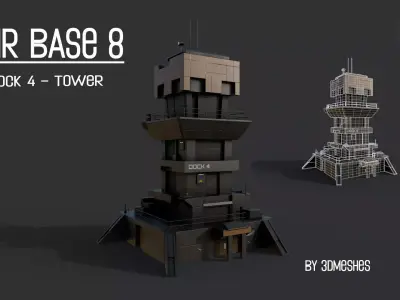 AIR BASE 8 - Dock 4 -Tower Low-poly 3D model