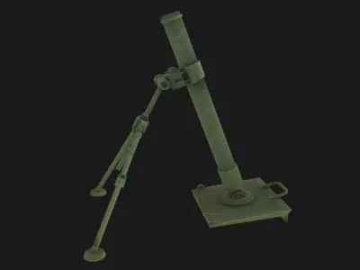 Mortar military weapon Low-poly 3D model