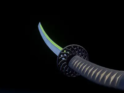 Stylized Katana Asset with five skins low poly game ready Low-poly 3D model