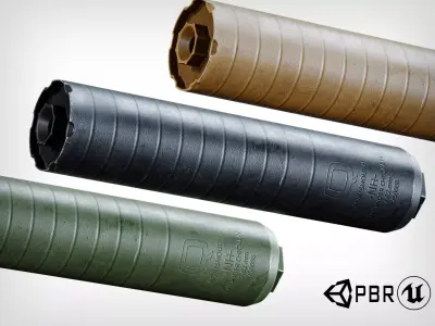 Supressor Q THUNDER CHICKEN 762 Silencer Low-poly 3D model