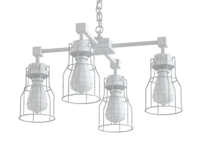 Industrial Wire Cage Chandelier 3D model