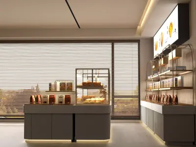 Modern Bakery Display Counter  Low-poly 3D model