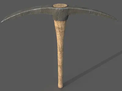 PBR Pickaxe hammer with wooden handle Low-poly 3D model