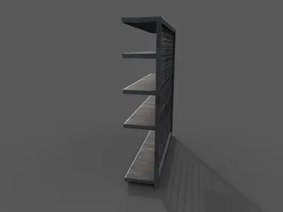 Aging shop supermarket unused single shelf rack Low-poly 3D model