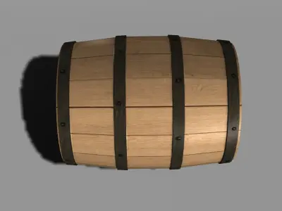 Wooden Barrel Low-poly 3D model 12