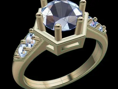 Hexagon Engagement Ring 3D print model