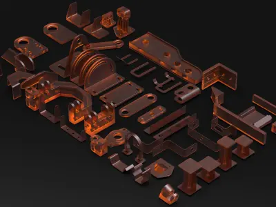50 Hard Surface Sub-D Brackets And Linkages 3D model