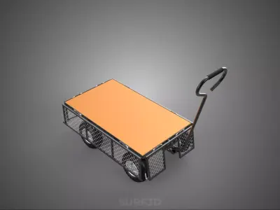 VERSATILE FOLDED METAL GRID SIDE MESH CAGE TROLLEY CART WAGON 4W 3D model