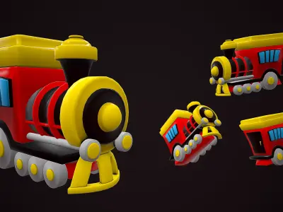 TRAIN LOCOMOTIVE CARTOON STYLIZED Low-poly 3D model