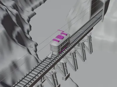 Tram Goes Through Canyon 3D model