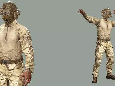US Soldier Rigged GAME READY 01 Low-poly 3D Model 3D model