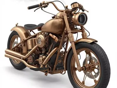 Steampunk High-Performance Motorcycle 3D Model Low-poly 3D model