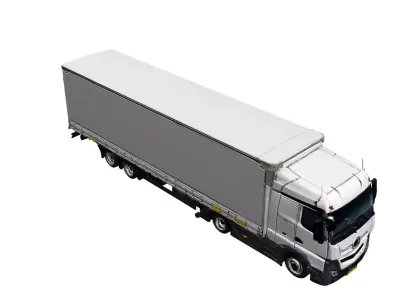 Mercedes Actros Semi Truck With Trailer Cargo Transport 3D model
