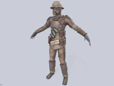 Post apocalypse character Low-poly 3D model buy