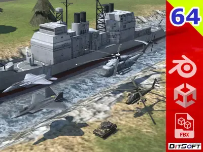 6 Military Vehicles - retro64 PSX and mobile style Low-poly 3D model