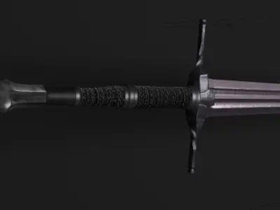 Geralts steel sword Low-poly 3D model