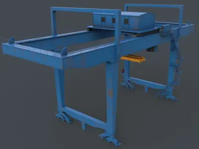 PBR Rail Mounted Gantry Crane RMG V1 - Blue Light Low-poly 3D model