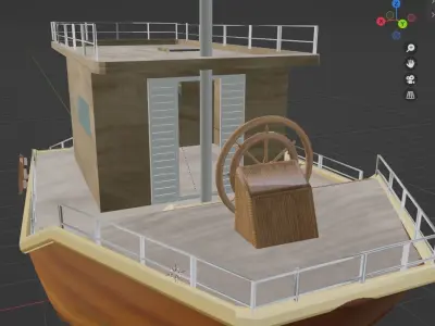 Little house boat with sails 3D model