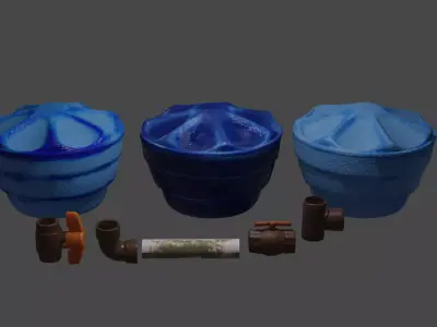 Water Pipe And WaterBox assets Low-poly 3D model