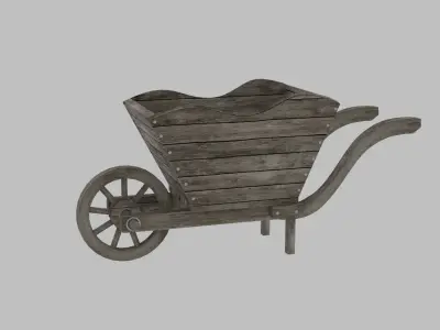 wooden old cart Low-poly 3D model buy
